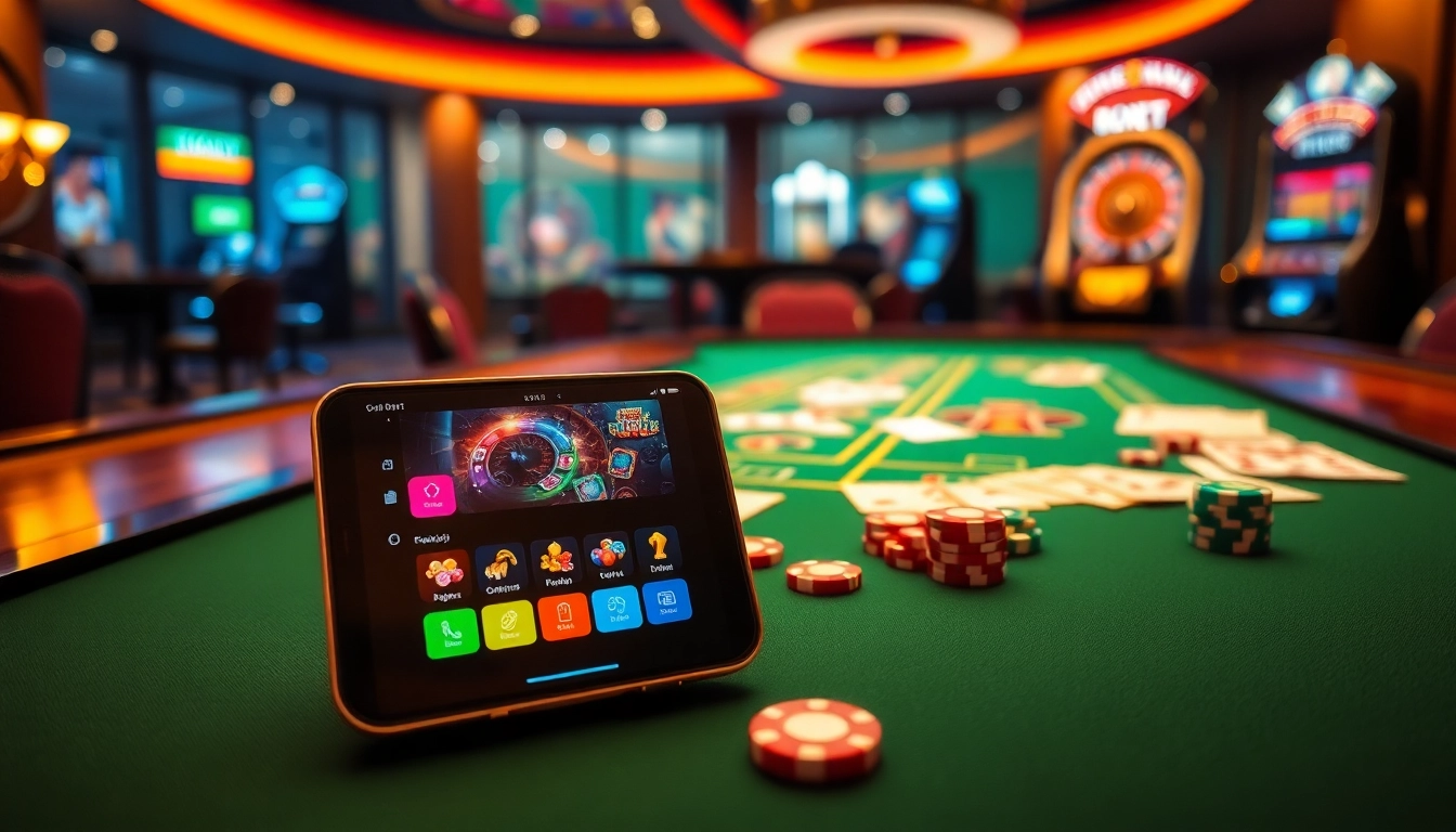 Thrilling game action on the THABET app, showcasing betting chips and cards.