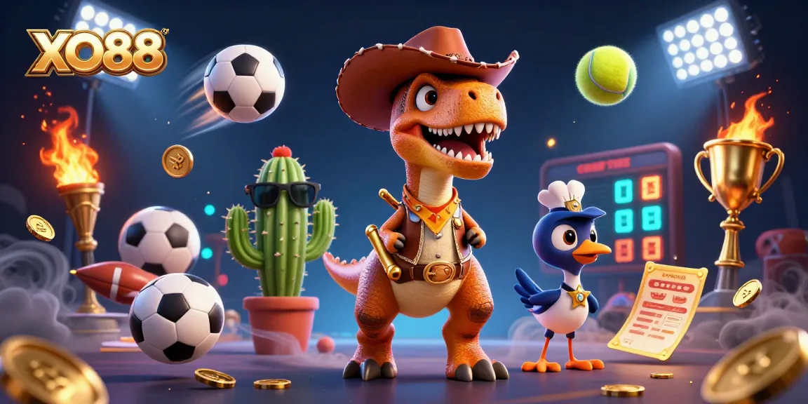 Engage with XO88's thrilling online casino games, featuring cartoon characters in a dynamic betting environment.