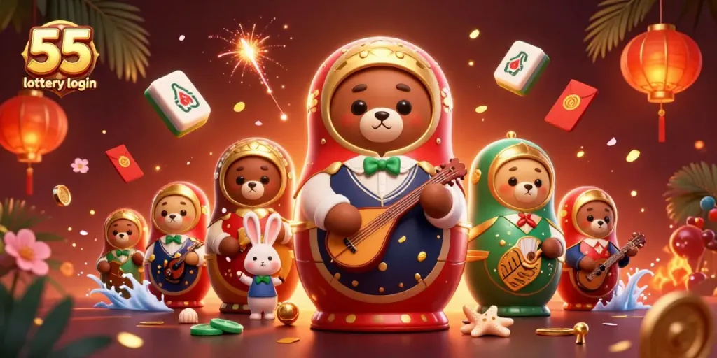 Experience thrilling gameplay at 55 lottery login with cartoon characters and rich casino-themed elements.