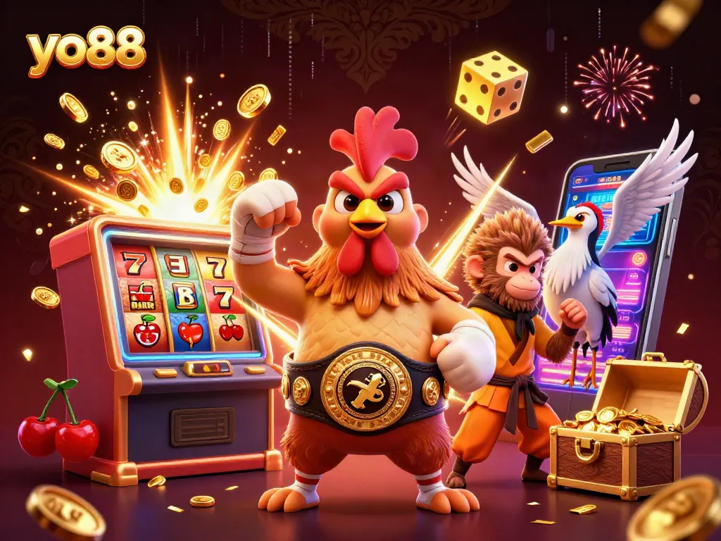 Experience vibrant casino excitement with yo88 featuring dynamic gaming characters and thrilling action elements.