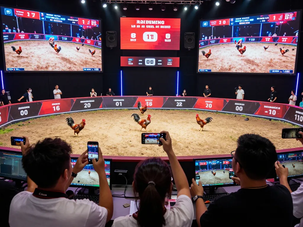 Engaging scene of online cockfighting with vibrant fans and intense matches showcasing đá gà 88.