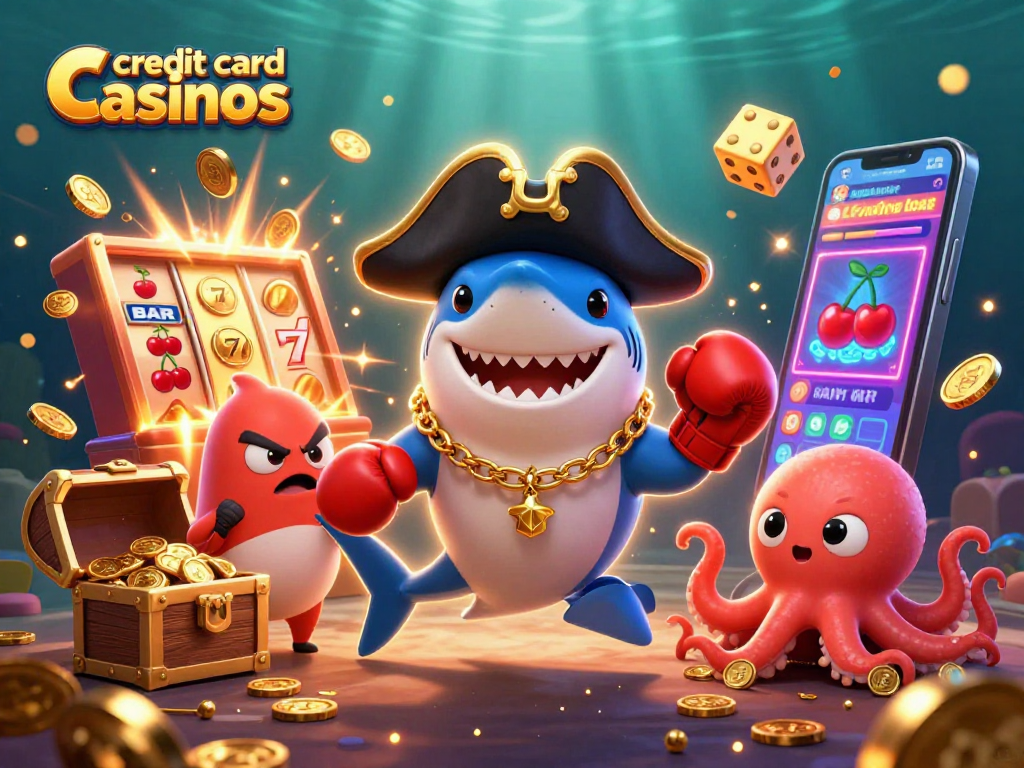 Engaging illustration of credit card casinos featuring playful sea creatures and vibrant gaming elements