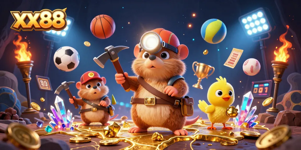 xx88 treasure hunter mole mines for gems in a dynamic online gambling adventure.