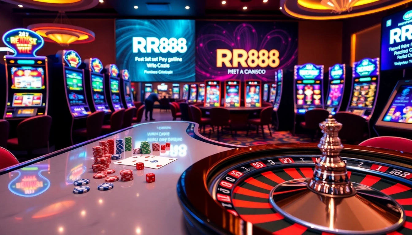 Experience the thrill of casino gaming with link RR88 as poker chips stack up on vibrant tables.
