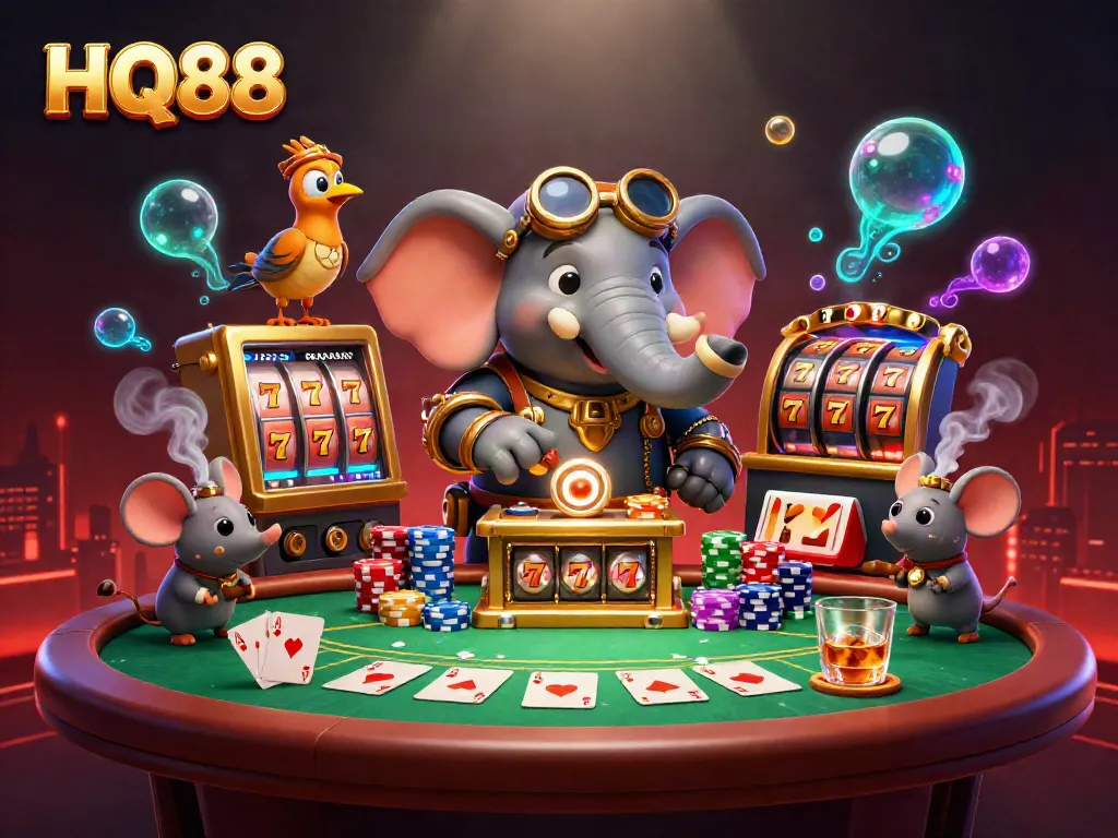 Experience the rich features of HQ88 with a captivating steampunk casino scene alive with action.