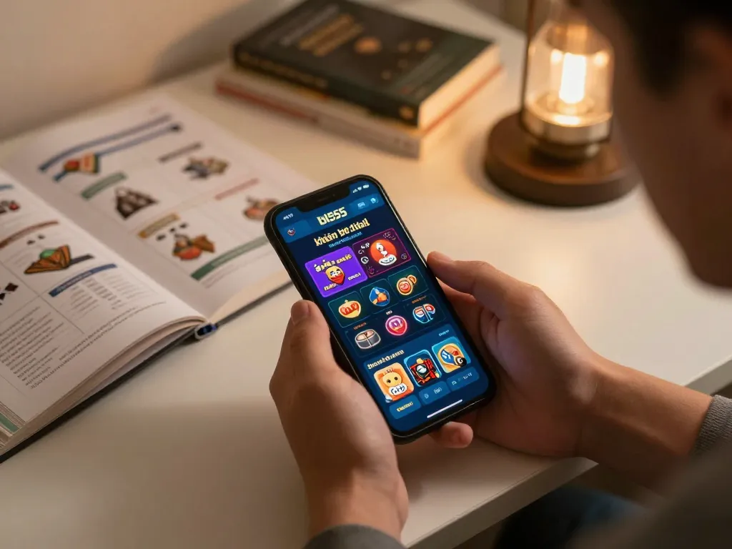 Experience the bl555 không bị chặn mobile app in an engaging home gaming setup, showcasing online gambling.