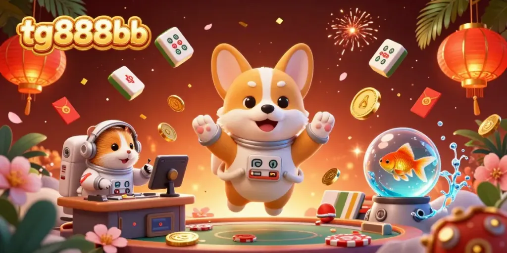 Experience exciting gameplay at tg888bb with a floating casino scene showcasing dynamic characters and vibrant gaming elements.