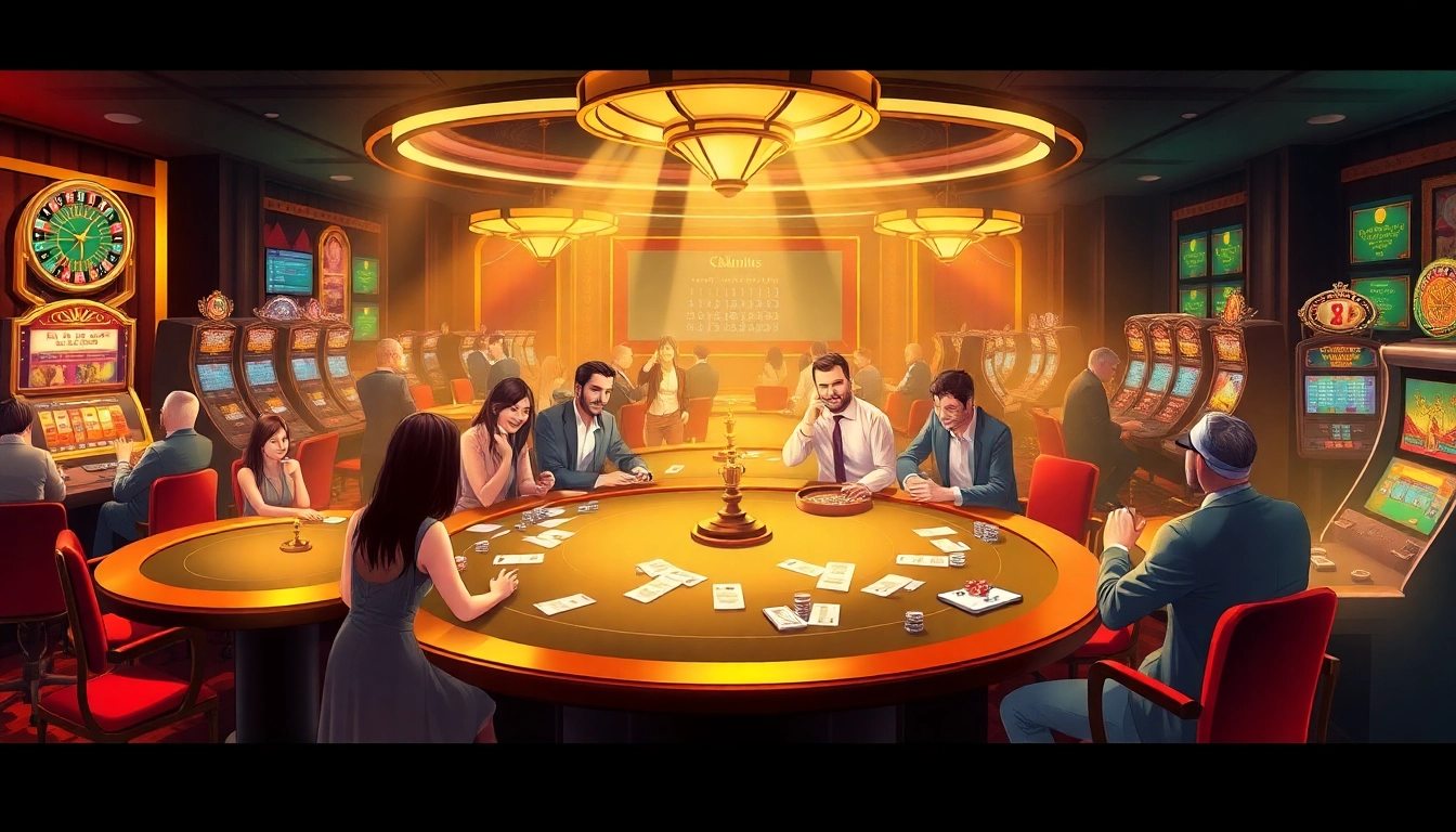 Excited players enjoying various games at kkwin casino including poker and roulette.