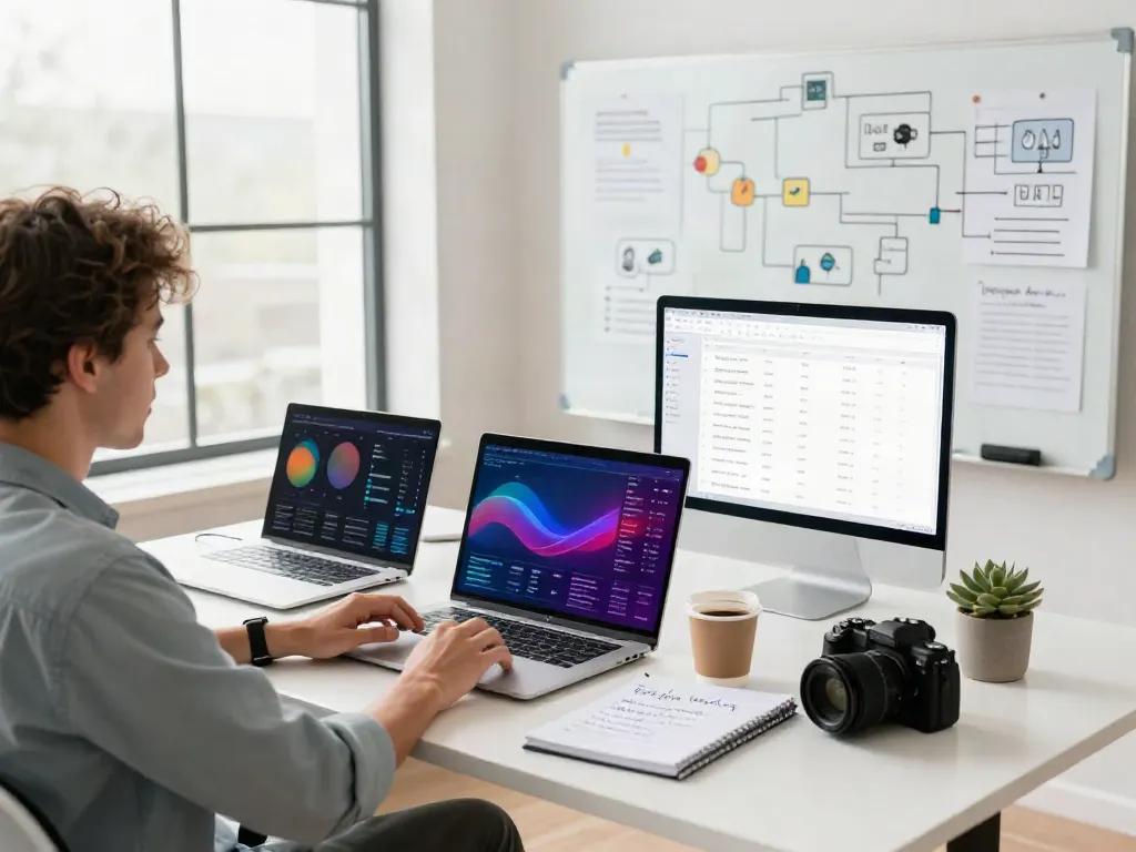 SEO strategist analyzing data for instant indexing strategies in a modern workspace.