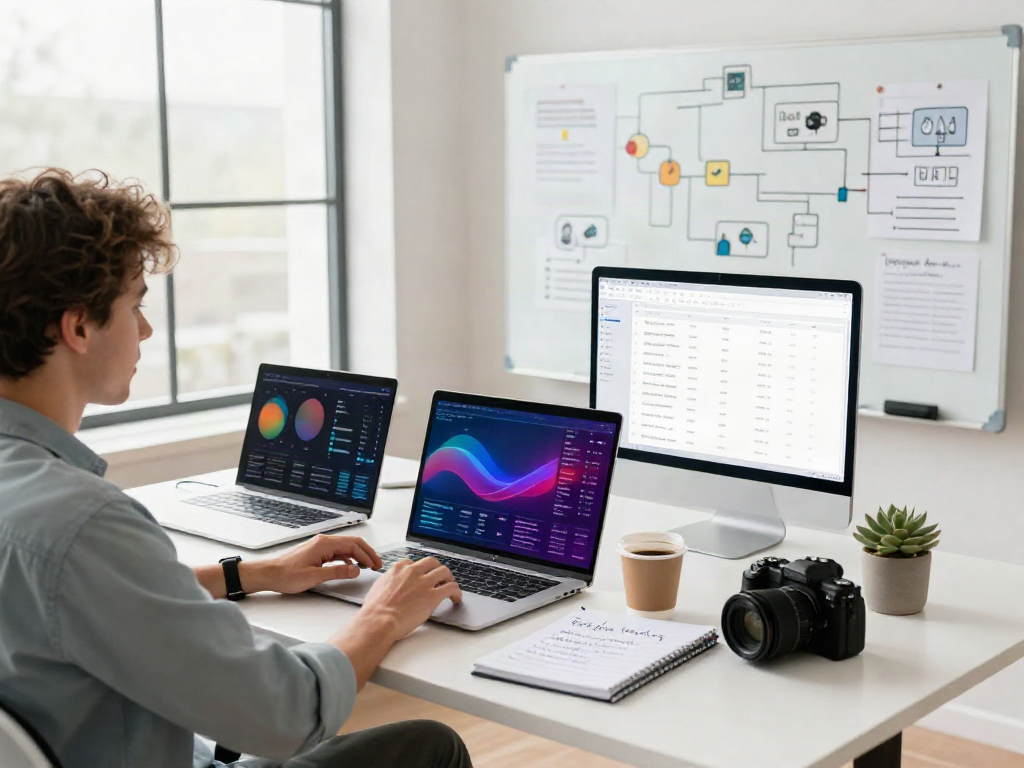 SEO strategist analyzing data for instant indexing strategies in a modern workspace.