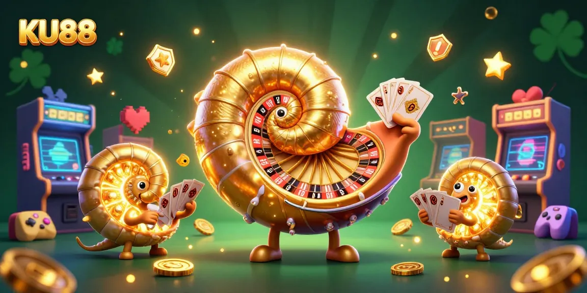 Experience thrilling action at KU88 Casino with a vibrant 3D illustration of gaming excitement.