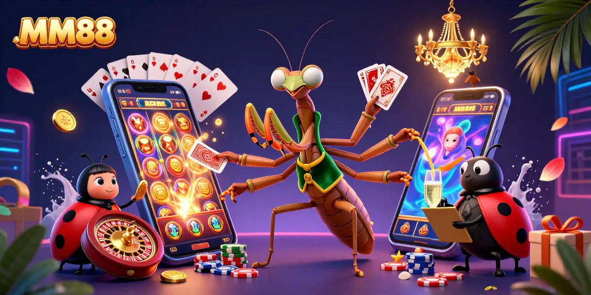 Experience the vibrant gameplay at MM88 with dynamic casino characters and exciting gambling elements.