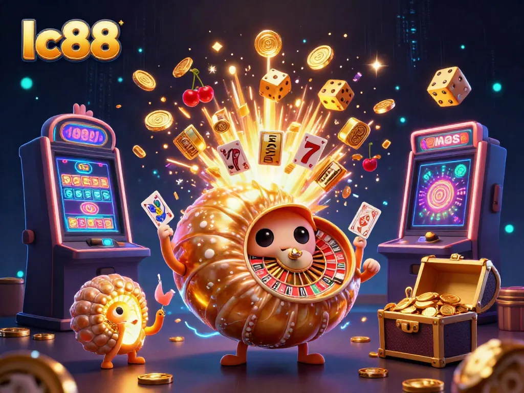 Engage with lc88's thrilling online gaming world featuring a giant nautilus, vibrant slots, and dynamic casino action.