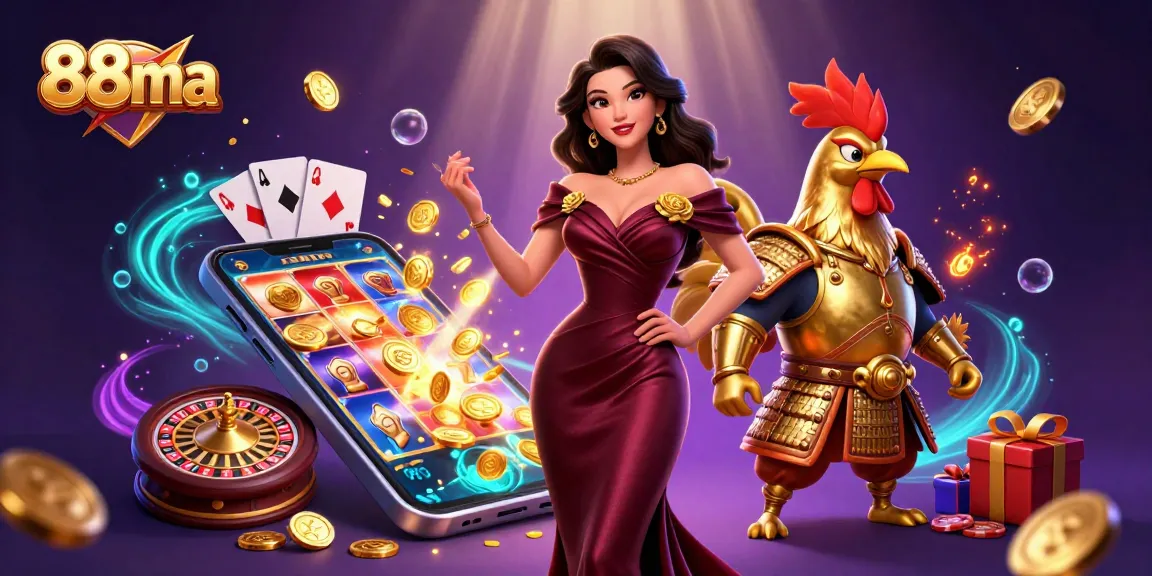 Win big at 88ma with exciting slot games displayed on a stunning 3D illustration.