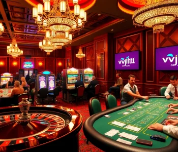 Experience thrilling gaming at vvjl11 com with a vibrant casino scene featuring immersive roulette and poker tables.