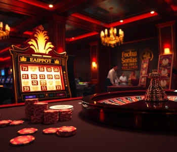 Nohu online casino gaming scene with vibrant slot machine, poker chips, and roulette wheel.