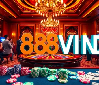 Players enjoying a thrilling game at the luxurious 888VND casino with vibrant roulette and poker chips.