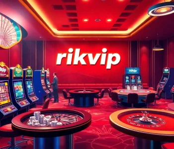 rikvip casino players enjoying exciting slots and poker games in a luxurious virtual atmosphere