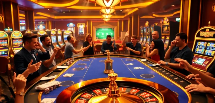 Experience the excitement at S666 Casino with vibrant players and luxurious gaming elements.