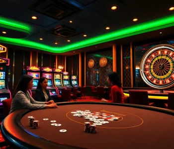 Experience thrilling online gaming at win vn with vibrant casino tables and gleaming slot machines.