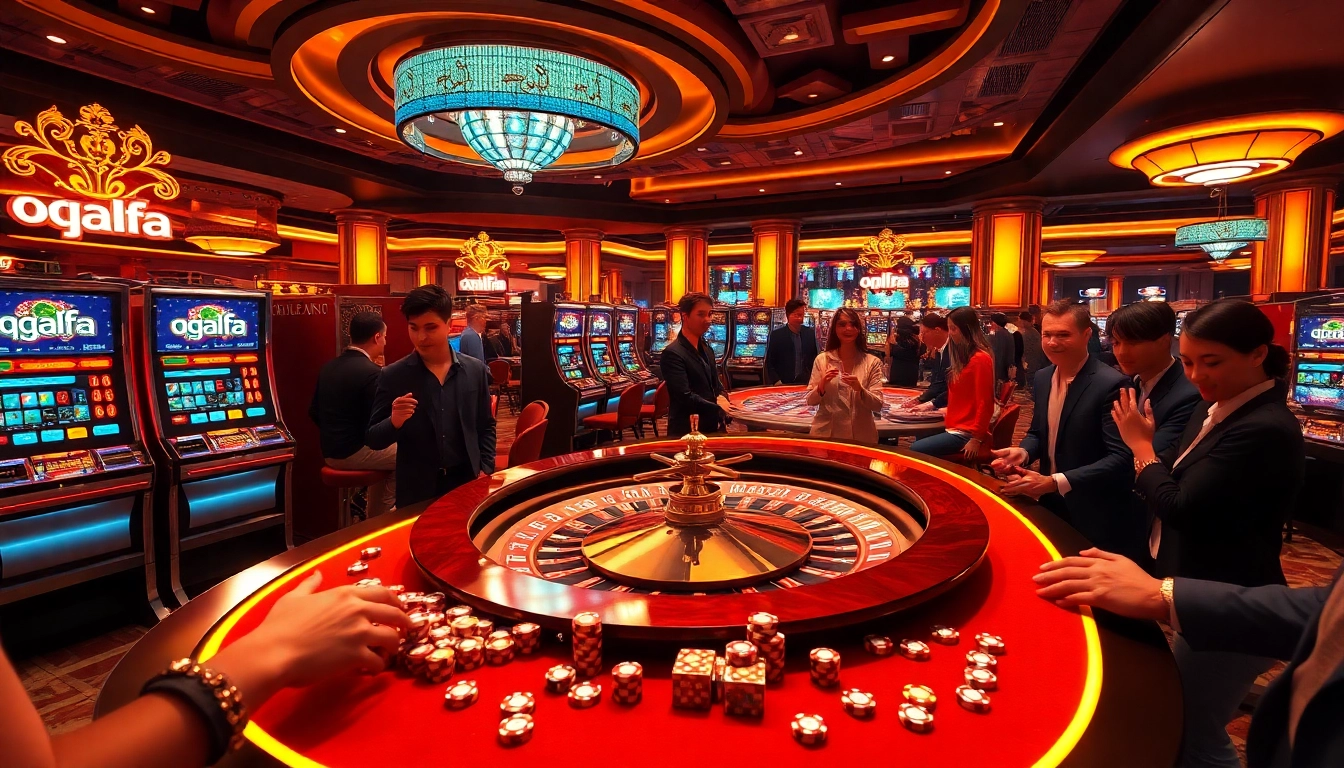 Experience the thrill at QQALFA's luxury casino, featuring vibrant slot machines and lively gaming tables.