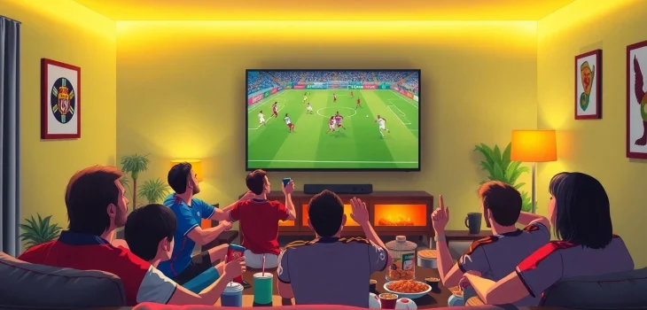 Socolive streaming football match in HD with excited fans cheering