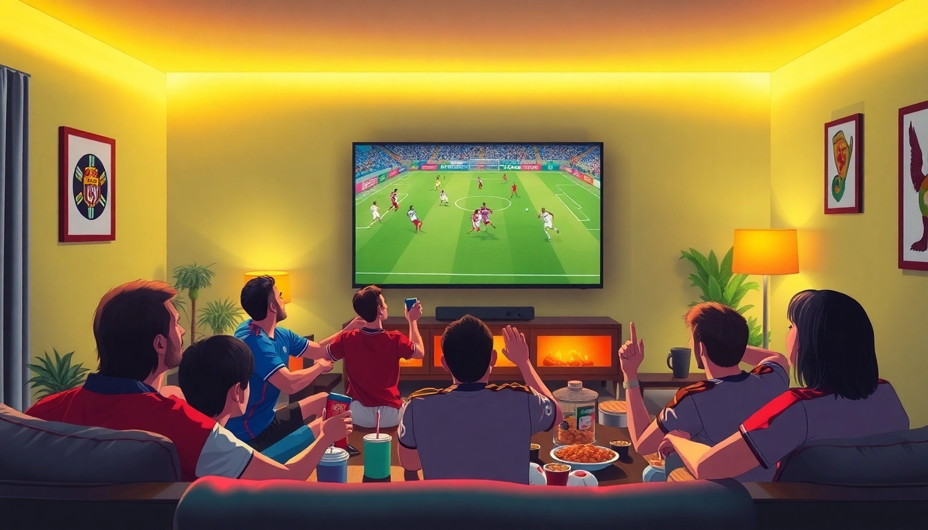Socolive streaming football match in HD with excited fans cheering