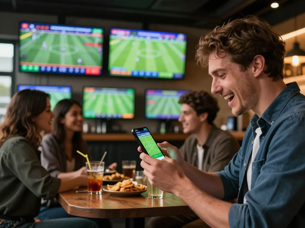 Placing a bet on 78win01 app during a live football match with friends