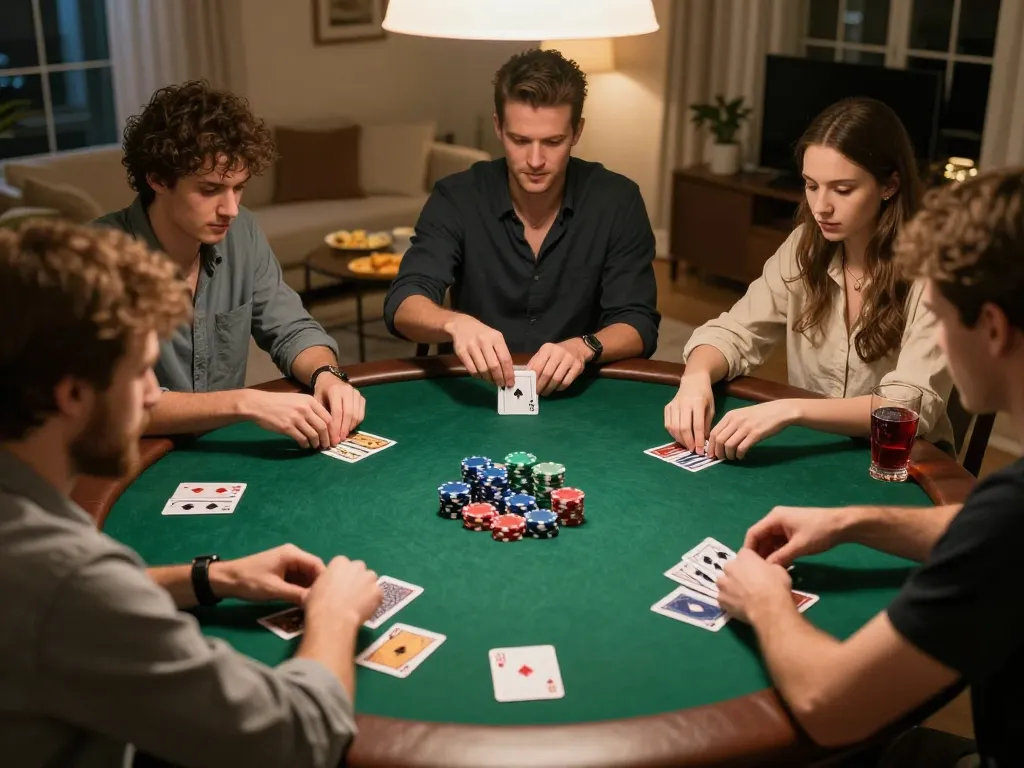Players enjoying an exciting poker game at home focused on strategies for success at bl5555.