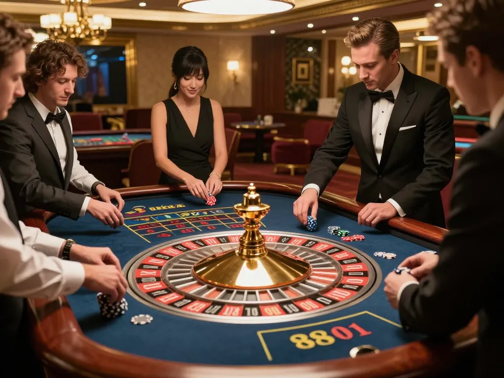 Players enjoying an immersive roulette experience at 78win01 casino with vibrant betting action