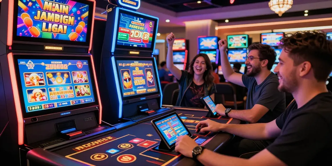 Exciting KO66 online casino gaming scene with players enjoying live dealer games and colorful slot machines.